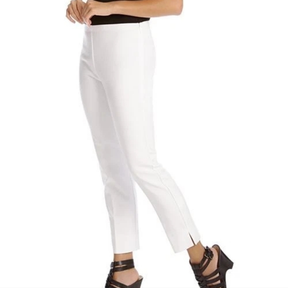 Karen Kane Women's White Straight-Leg Side Zip Pants Size 10